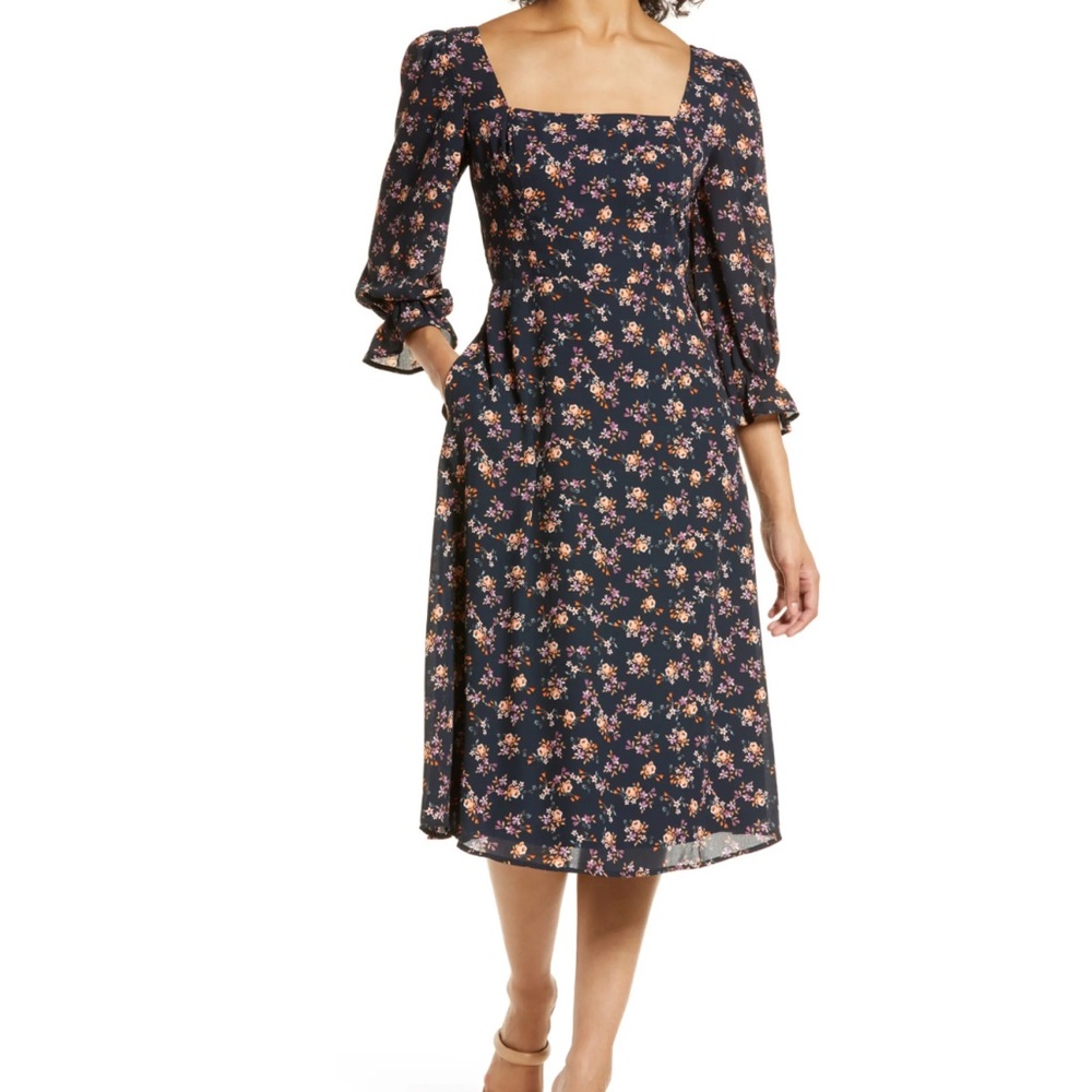 Floral Bell Sleeve Julia Jordan Midi Dress